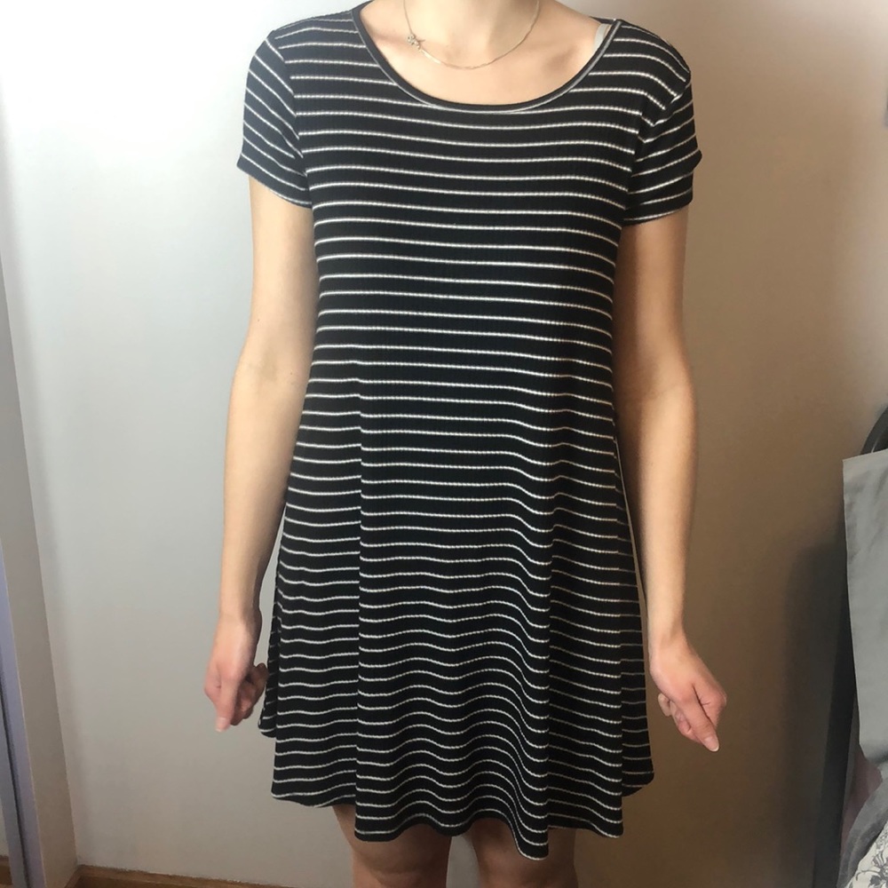 Black and white striped dress
